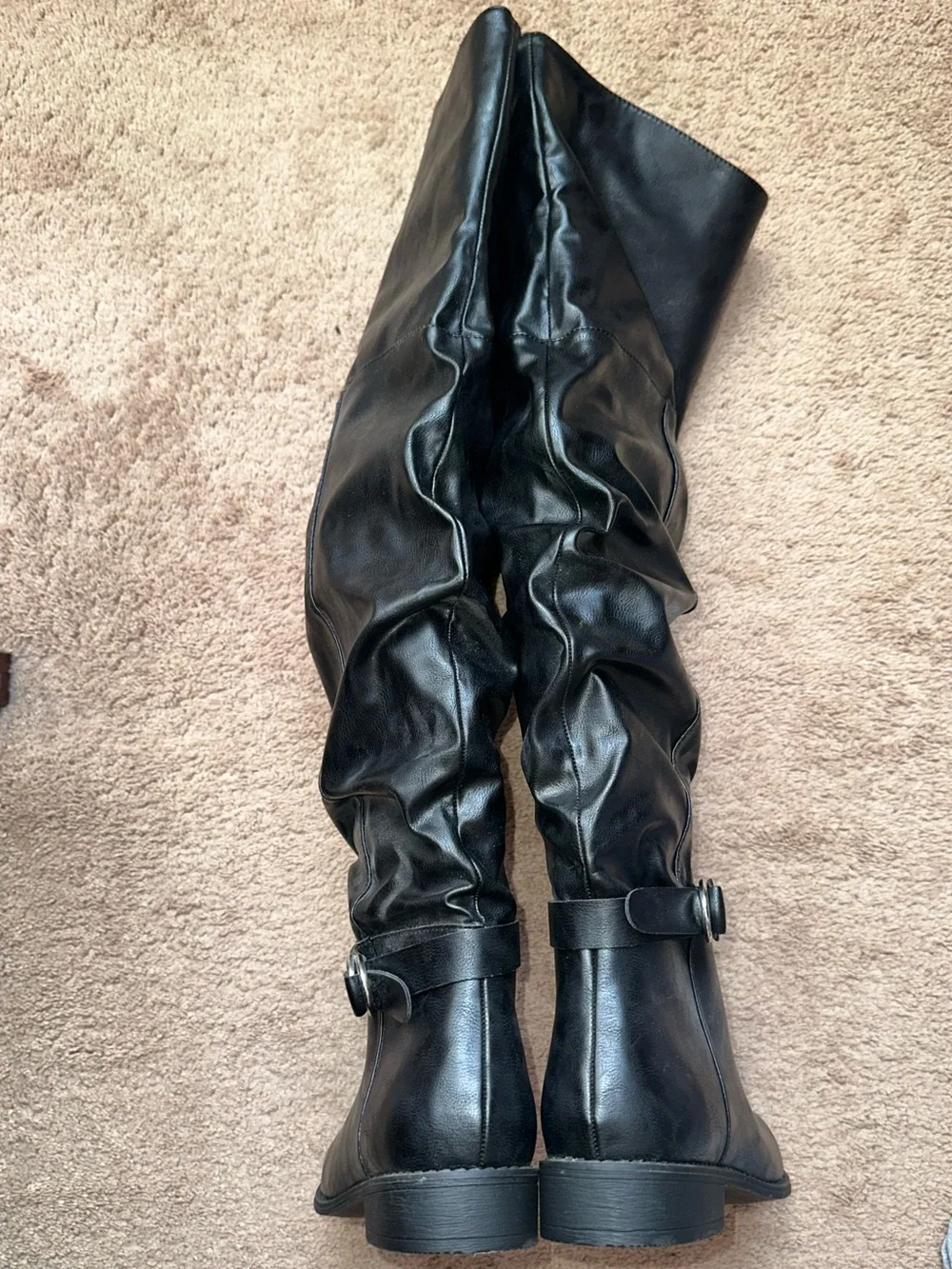 Charlotte Russe Black Slouch Over-the-Knee Buckle Boots